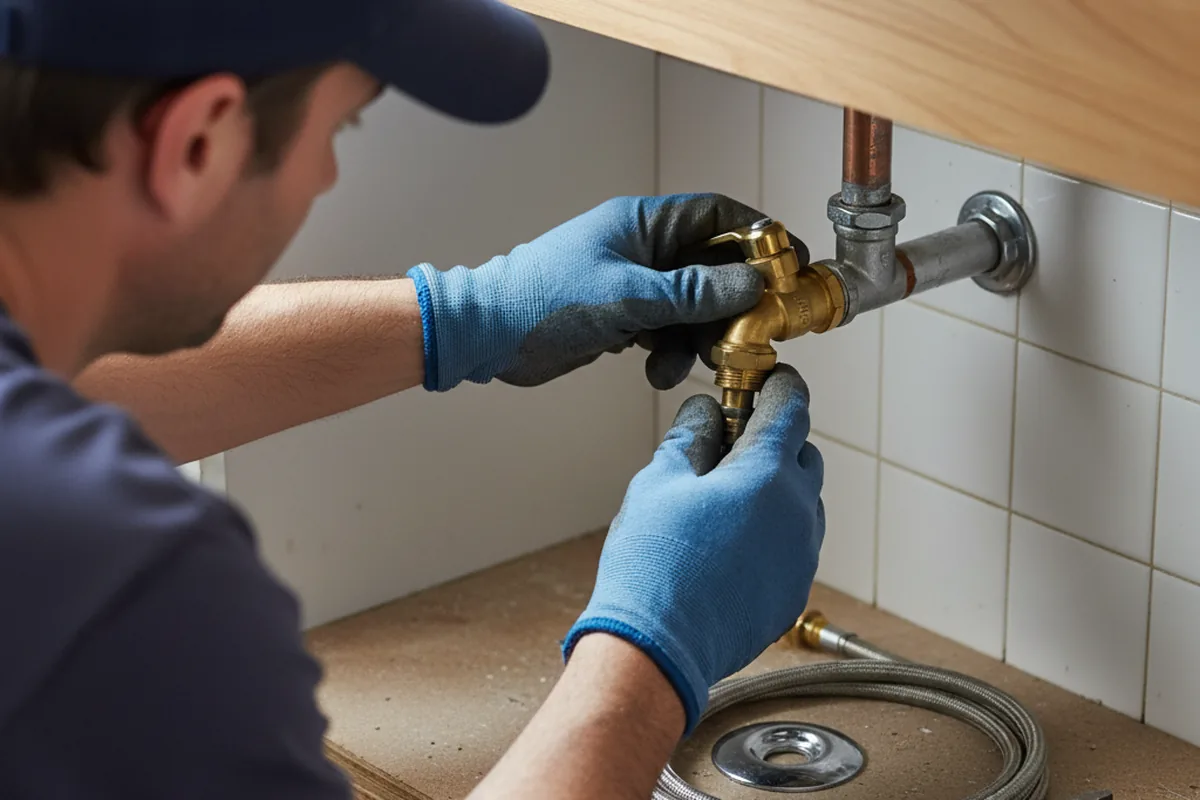 Shutoff valve and fitting work during Emergency Plumbing in Easton